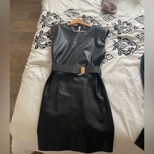 Leather dress with belt